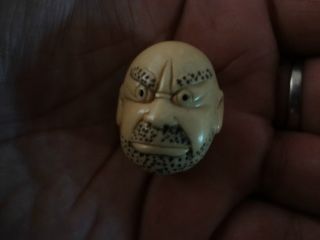Antique Netsuke Hand Carved 3 Faces photo