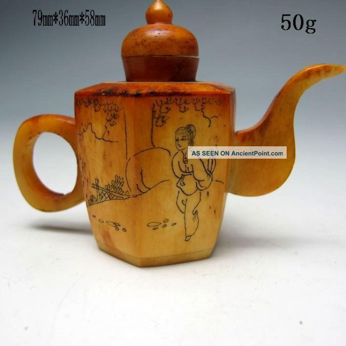 Chinese Hand - Carved Ox Bone Pot Shape Snuff Bottle Nr/nc1924 Snuff Bottles photo
