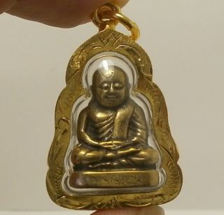 Lp Ngern Thai Famous Powerful Buddha Amulet Siam Lucky Rich Wealth Pendant Gift photo