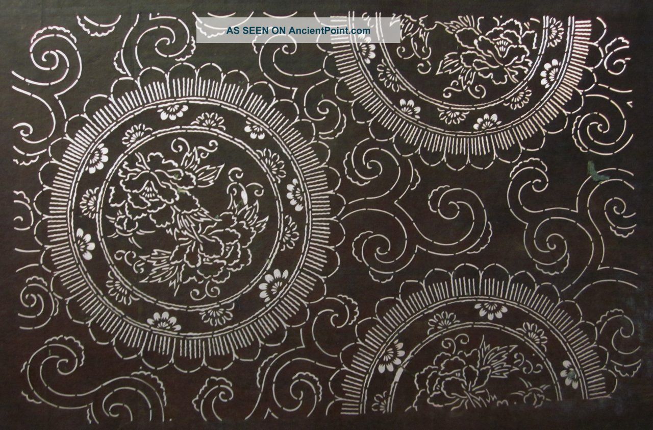 Antique 19c Japanese Ise Katagami Kimono Stencil Art Edo - Meiji Period 型紙 1682 Kimonos & Textiles photo