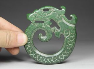 Chinese Old Jade Handwork Carving Dragon Pendant photo
