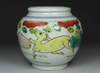 Chinese Old Porcelain Handwork Painting Deer Pot photo