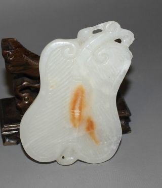 Old Chinese Hetian Jade Hand - Carved,  Pendant (palm - Leaf Fan) photo