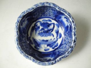 Vintage Japanese Old Imari Blue - And - White Porcelain Bowl (hachi) Ko Imari N503 photo