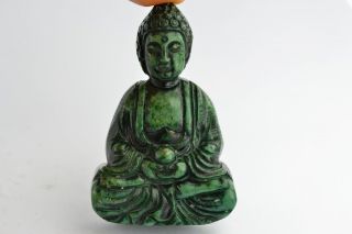 Asian Old Collectibles Decorated Wonderful Handwork Jade Buddha Exorcism Statue photo