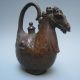 19in.  C A Beautifully Carved Horsehead Emperor Qianlong Flag Bronze Jug Nr Teapots photo 1