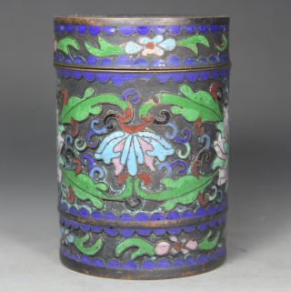 Chinese Handwork Painting Flower Old Cloisonne Box photo