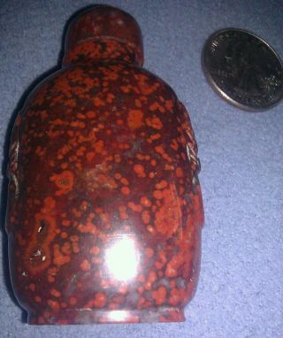 Solid Spotted Red Flower Jasper (rare) Antique Snuff Bottle Smoothly Carved photo