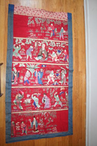 Antique Chinese Silk Embroidery Wall Hanging, photo