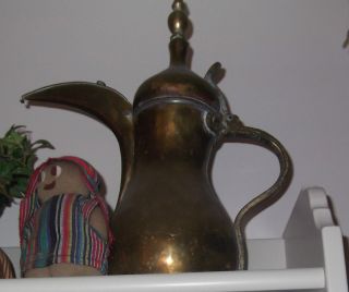 Vintage Saudi Brass Coffee Pot Or Dallah photo