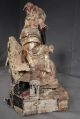 Antique Ming Emperor Carved Gilt Wood Fabric Terra Cotta Clay Seated Figure Men, Women & Children photo 8