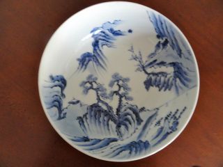 Antique Japanese Blue & White Porcelain Bowl photo