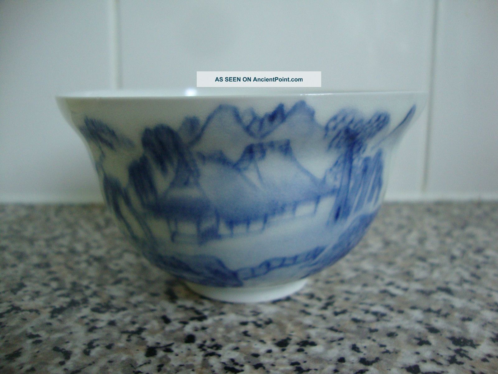 Antique Chinese Blue & White Porcelain Egg Shell Tea Bowl Porcelain photo
