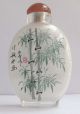 176 Peking Glass Hand Inside Painting Bamboo Snuff Bottle&gift Box Snuff Bottles photo 3