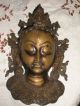 Antique Tibetan Tara Kwan Yin Bronze Face Mask Statues photo 1