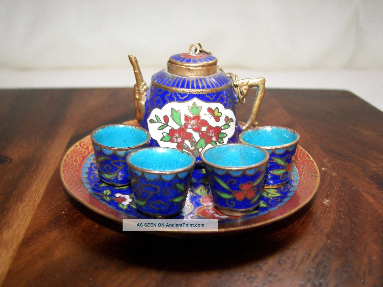 Minature Cloisonne Coffee Set And Tray Cloisonne photo