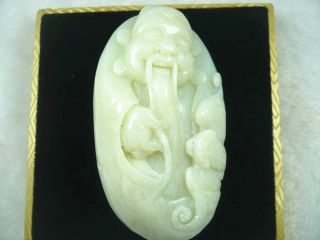 100% Of The Natural Hetian Soft Jade,  God Of Wealth,  Safety Certificate photo