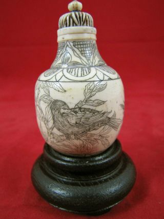 Antique Ch’ing Dynasty Chinese Oxbone Snuff Bottle photo
