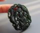 Chinese Hetian Black Green Jade Hollow Out Carved Dollpendant Nr Other photo 2