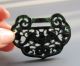Chinese Hetian Black Green Jade Hollow Out Carved Bats Pendant Nr Other photo 1