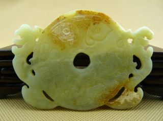 Chinese Classical Hand Carved Old Jade Pendant (dragon Jade Bi) /10 - 011 photo
