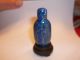 Carved Snuff Bottle - Lapis Lazulli With Lapis Top And Wood Stand Snuff Bottles photo 2