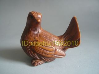 Rare Boxwood Handwork Carving Dove Of Peace Netsuke Pendant photo
