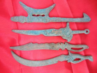 Collection Chinese Bronze Ancient Delicate Carving Knife & Sword Weapons - - Fd photo