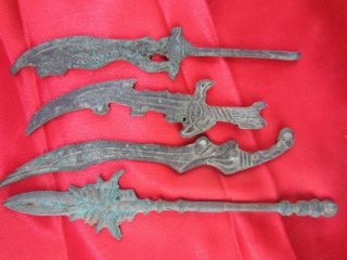 Collection Chinese Bronze Ancient Delicate Carving Knife & Sword Weapons - - Fc photo