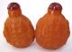 2 Pcs Rare Antique Peking Glass Carved Cranes Snuff Bottle Collection Snuff Bottles photo 1