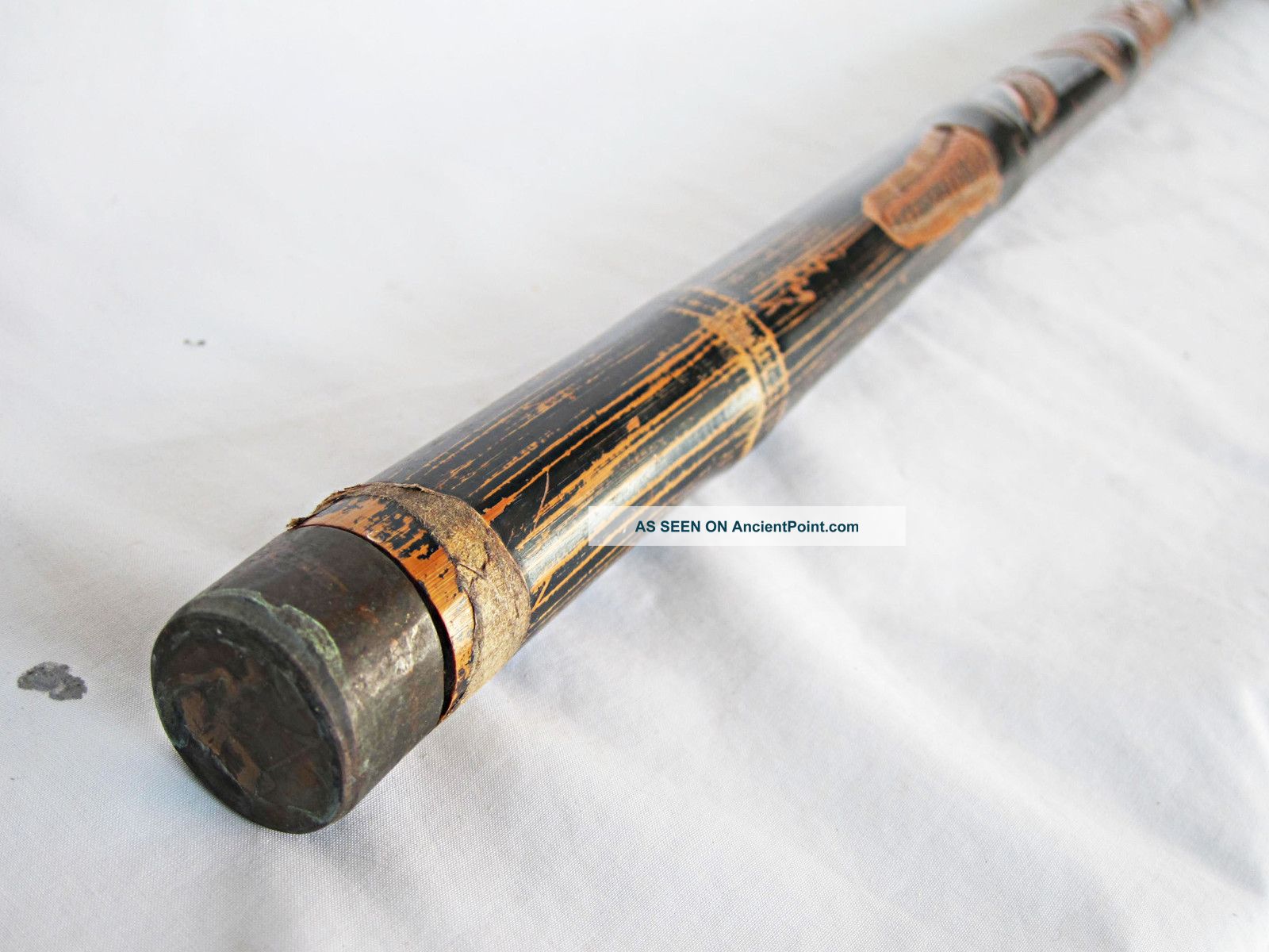 Fine Antique Japanese Gadget Cane Fishing Rod Walking Stick 1900 Carved Fish