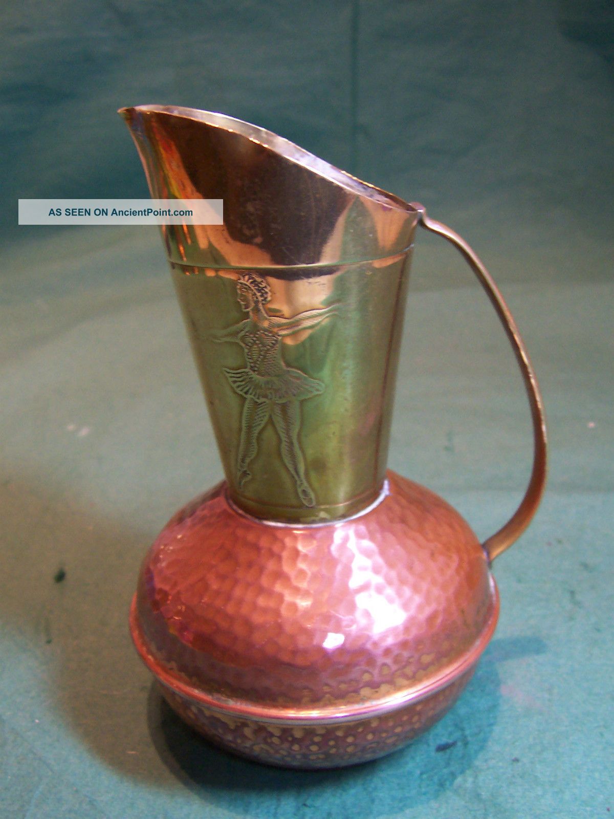 Copper And Brass Small Jug / Vase Vintage Indian / Asian India photo
