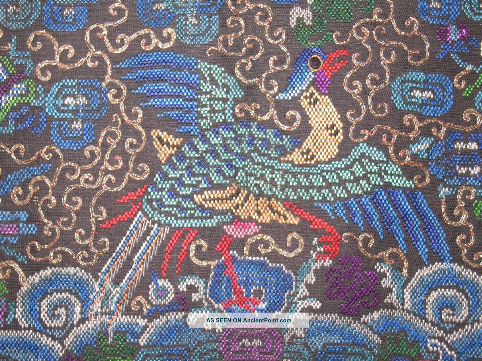 Pair Of 2nd Rank Golden Pheasant Chinese Rank Badges Unused Chinese Textile Robes & Textiles photo