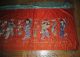 Antique Chinese Red Silk Embroidered Panel Immortals Figures 19th Embroidery Robes & Textiles photo 2
