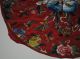 Antique Chinese Red Silk Embroidered Roundel Flowers Fruits Embroidery Qing 19th Robes & Textiles photo 8