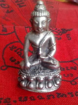 Antique Buddha Statue Pra Kring Loung Poh Koon Wat Barn Rai Amulet Pendant Nr photo