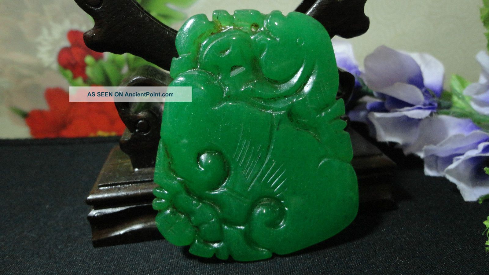 Prefect Chinese Big Antique Green Jade Pendant/beautiful Lucky Fish Necklaces & Pendants photo