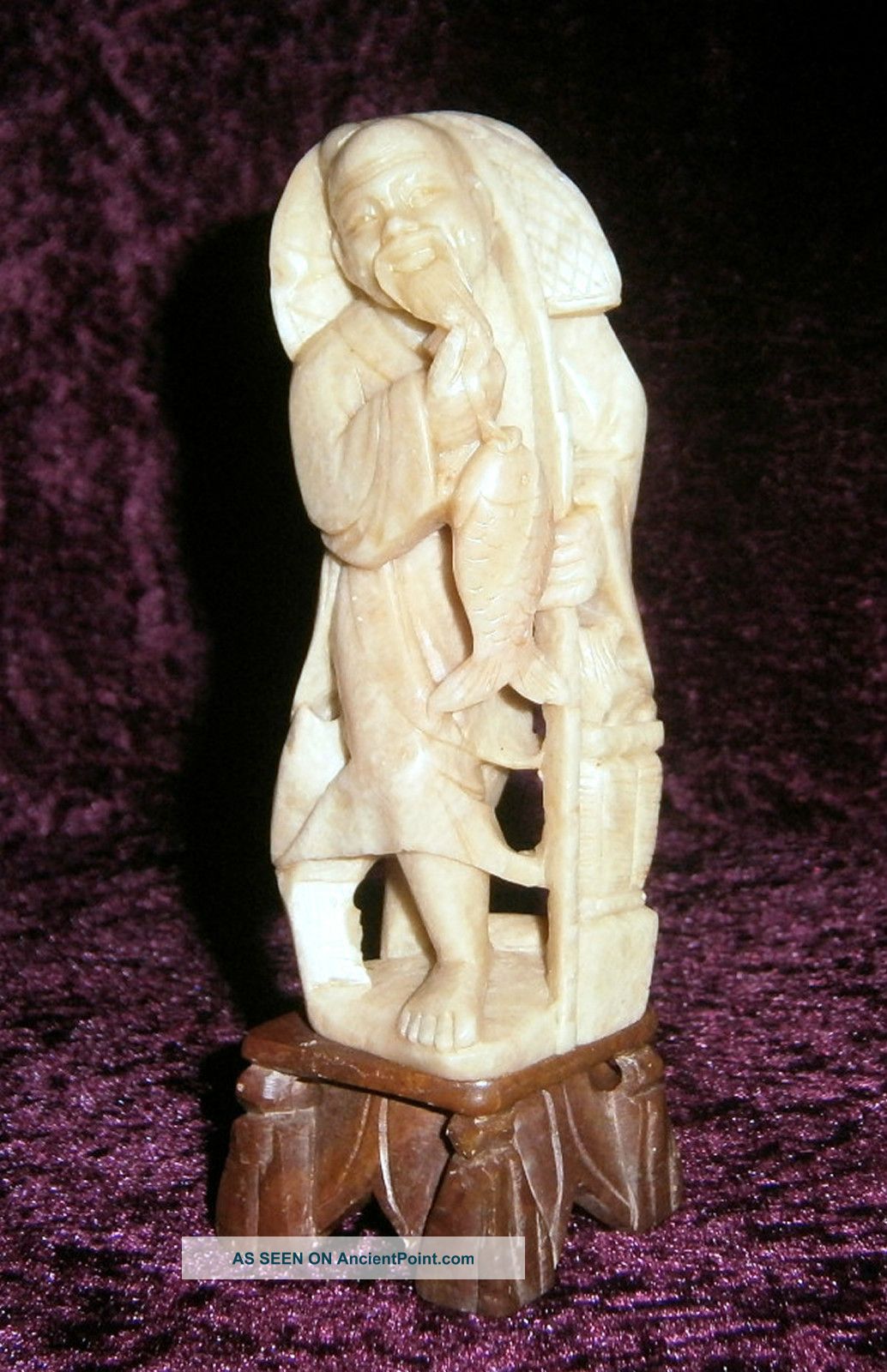 Good Antique Chinese Soapstone Figure Of A Fisherman Circa 1900 - Other photo