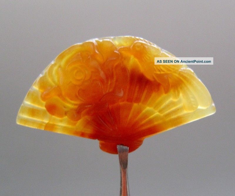 100% Chinese Yellow Dragon Jade Carved Peony Bird Pendant Nr Other photo