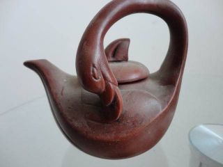 Chinese Yixing Zisha Teapot Swan Shape Long Neck Handle Exquisite 12 photo