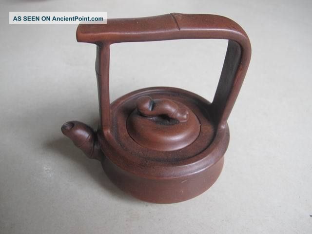 Chinese Yixing Zisha Teapot Column Square High Handle Exquisite 08 Teapots photo