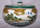 1848 - 1854 Kutani Matsuyama Kiln Lidded Serving Bowl Green Yellow Blue Mint Japan Bowls photo 3