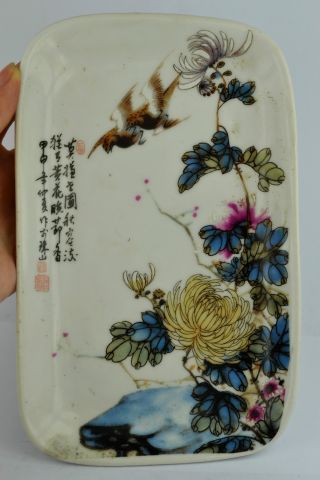 China Collectibles Old Decorated Wonderful Handwork Porcelain Mum Plate +++++++ photo