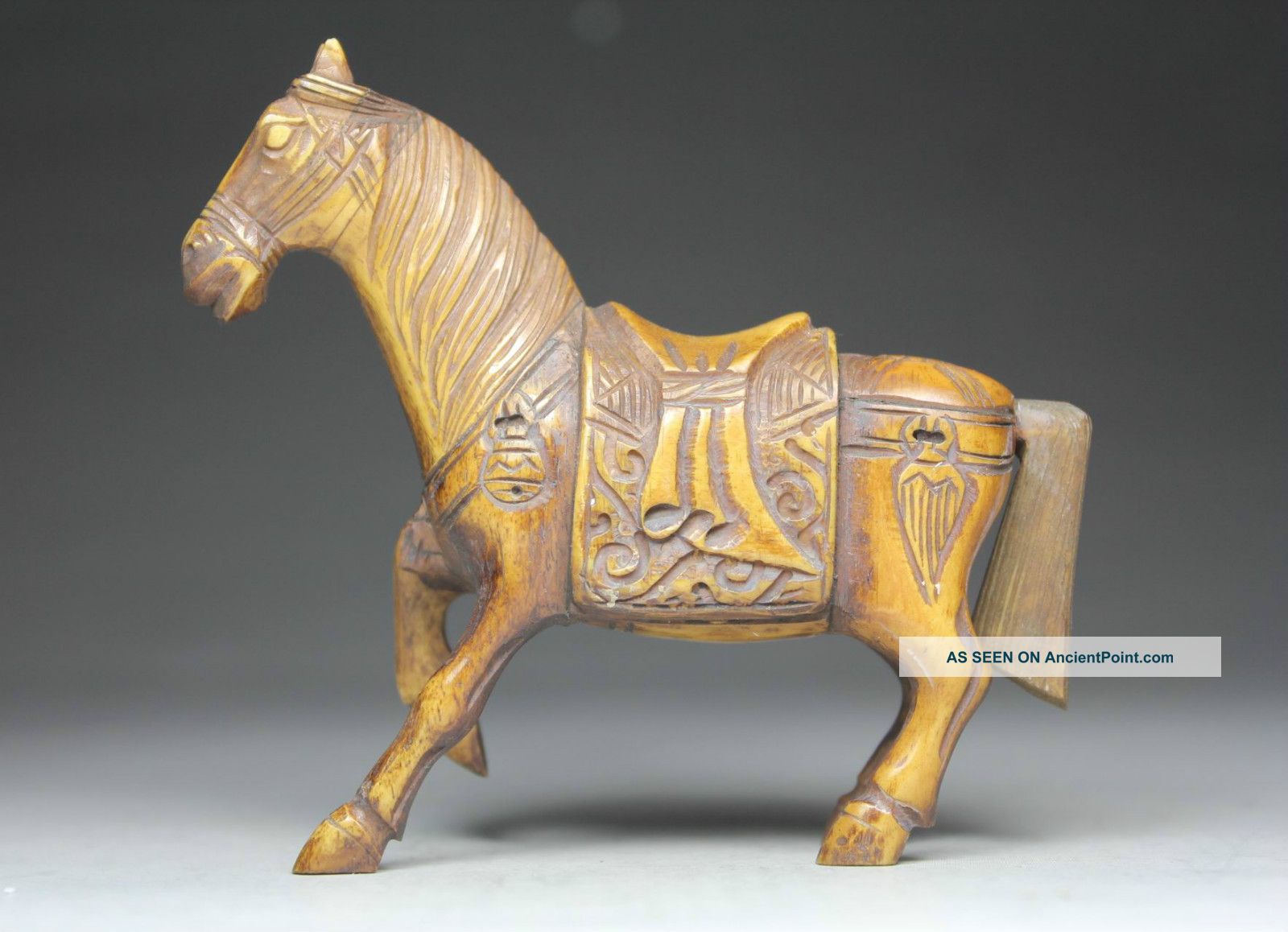 Chinese Old Bone Handwork Carving Lifelike Horse Statue Other photo
