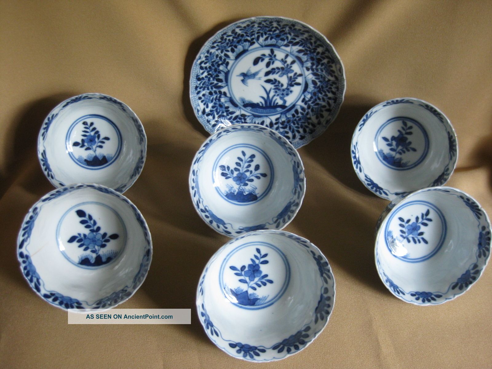 6 Antique 18th C Chinese Cups And 1 Saucer Plates photo