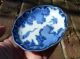 Old Imari Flow Blue Soy Dish Storks Clouds Blue White Japanese Oriental Bowls photo 2
