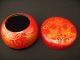 Japanese Antique Red Lacquer Tea Caddy Ivy Makie Small Size Hira - Natsume Tea Caddies photo 5