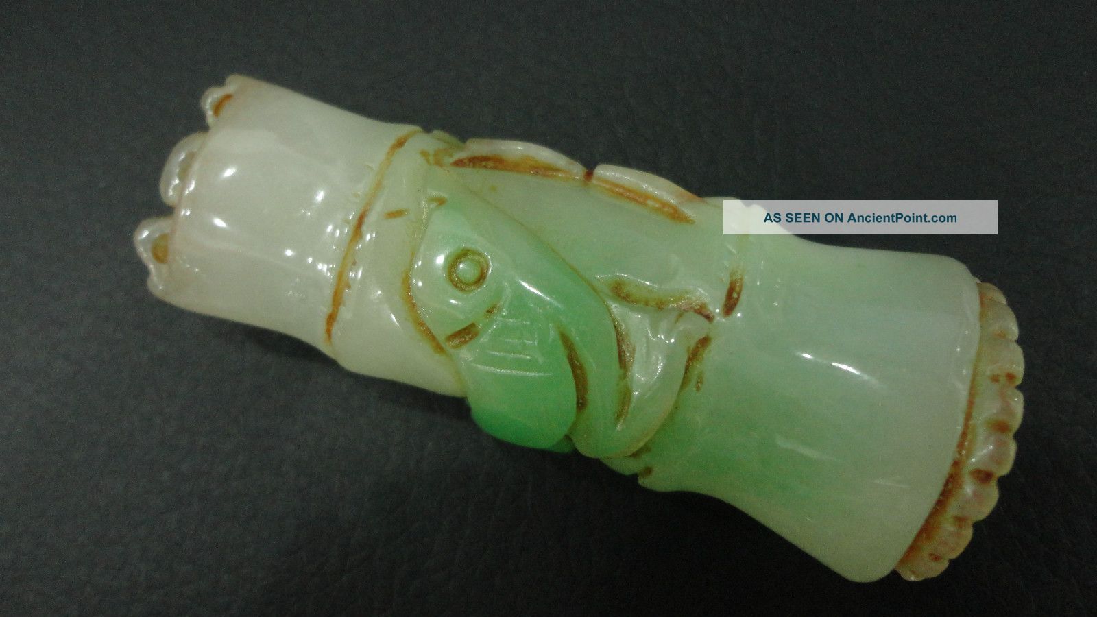 Chinese Antique Green Jade/jadeite Pendant/bird&bamboo Necklaces & Pendants photo