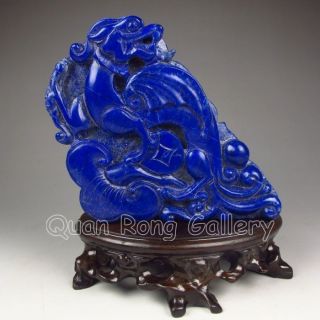Chinese Lapis Lazuli Statue - Dragon & Ruyi Nr photo
