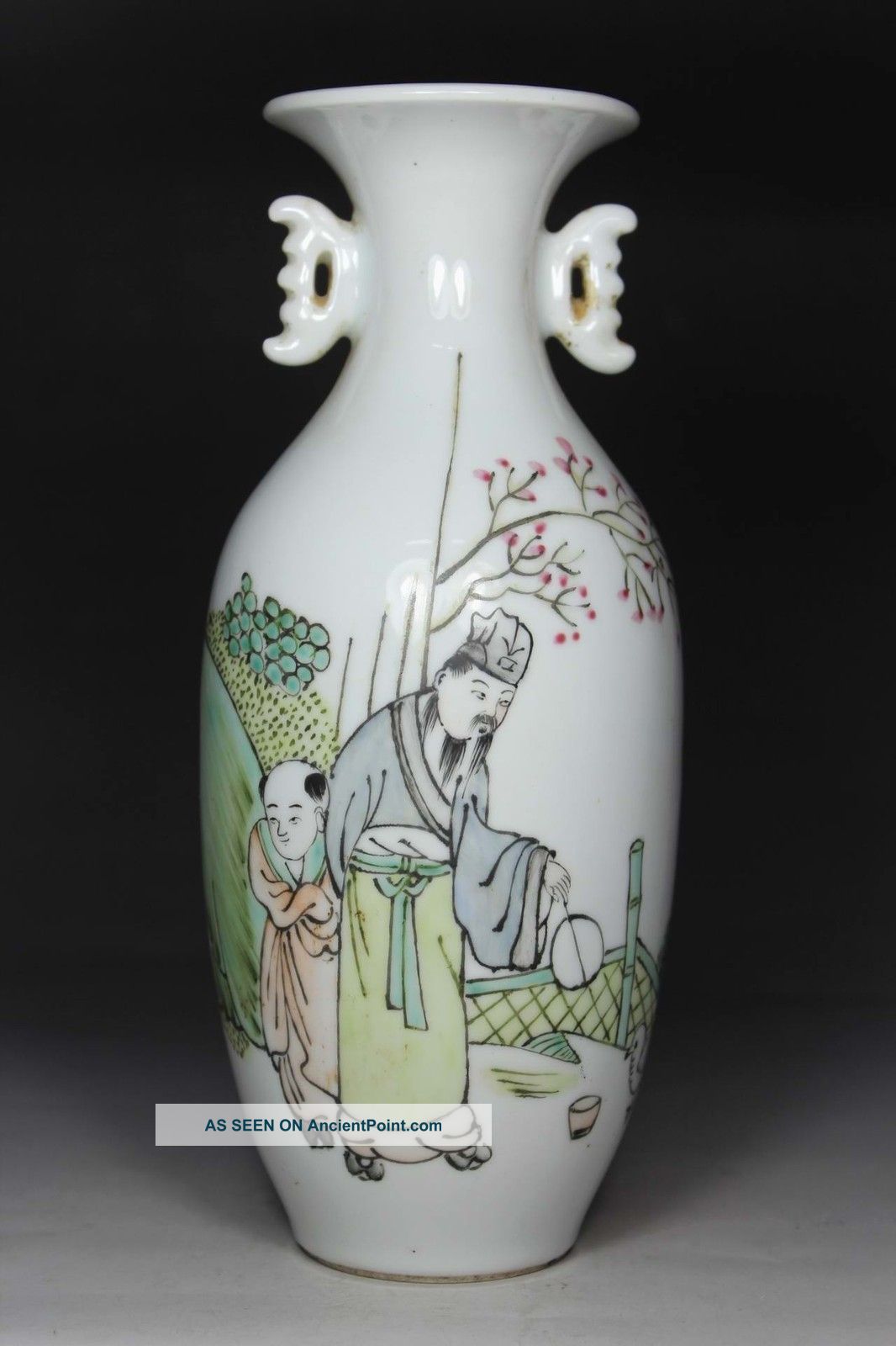 Chinese Old Porcelain Wonderful Handwork Painting Older With Kids Vase Vases photo